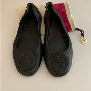 Tory Burch Black Minnie Travel Ballet Flats size 9